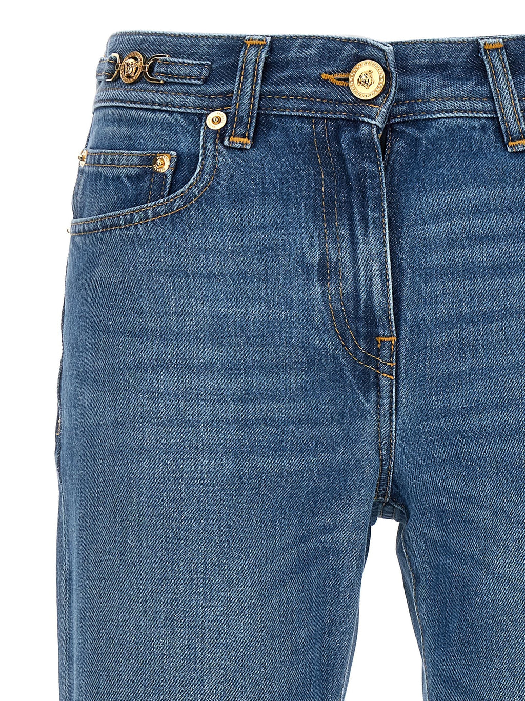Versace Blue Cotton Flared Jeans Versace