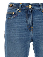 Versace Blue Cotton Flared Jeans Versace