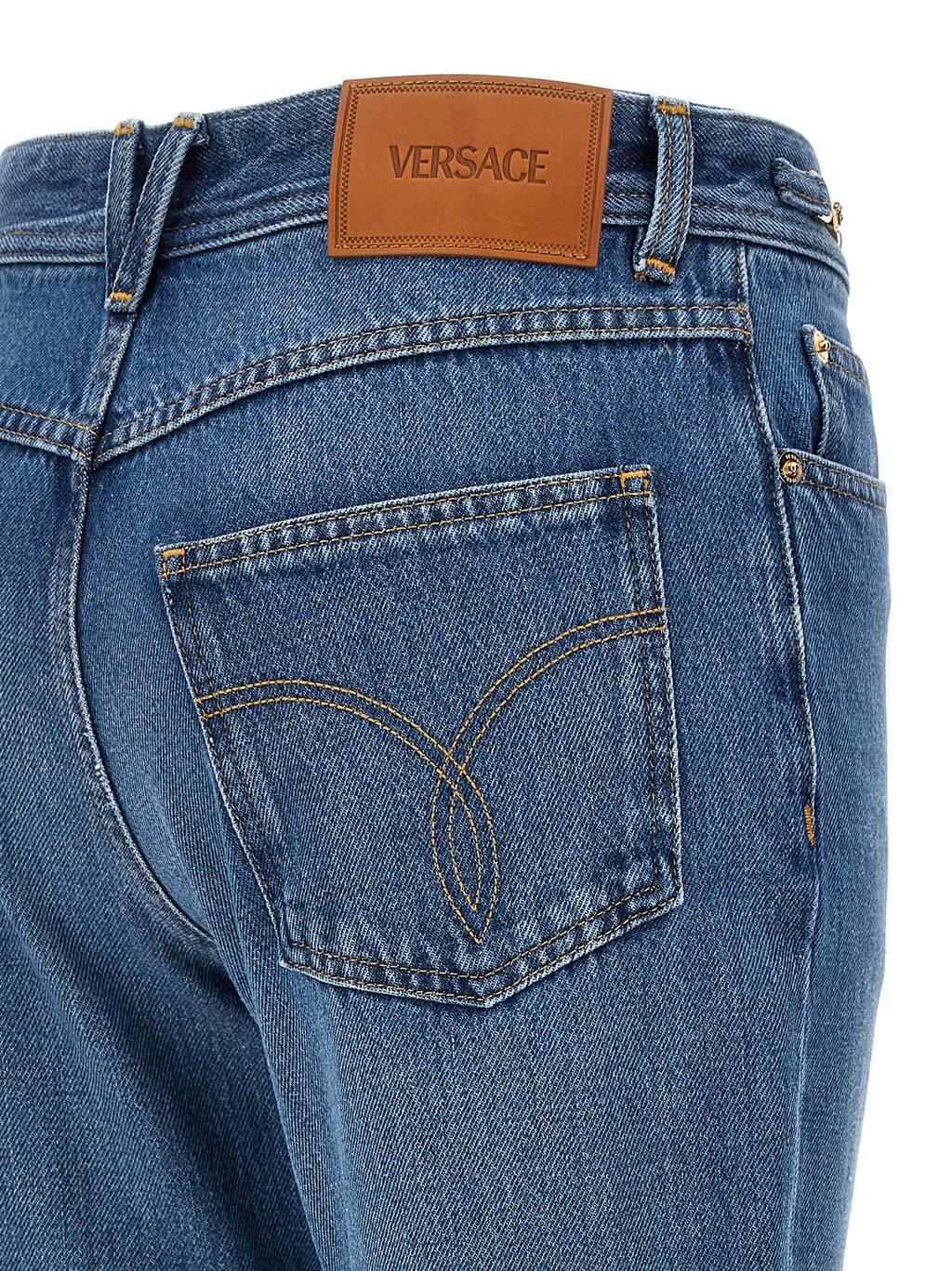 Versace Blue Cotton Flared Jeans Versace