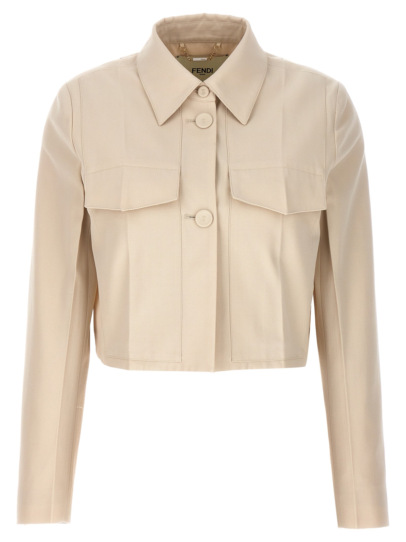 Fendi Beige Wool Full-Length Jacket Fendi