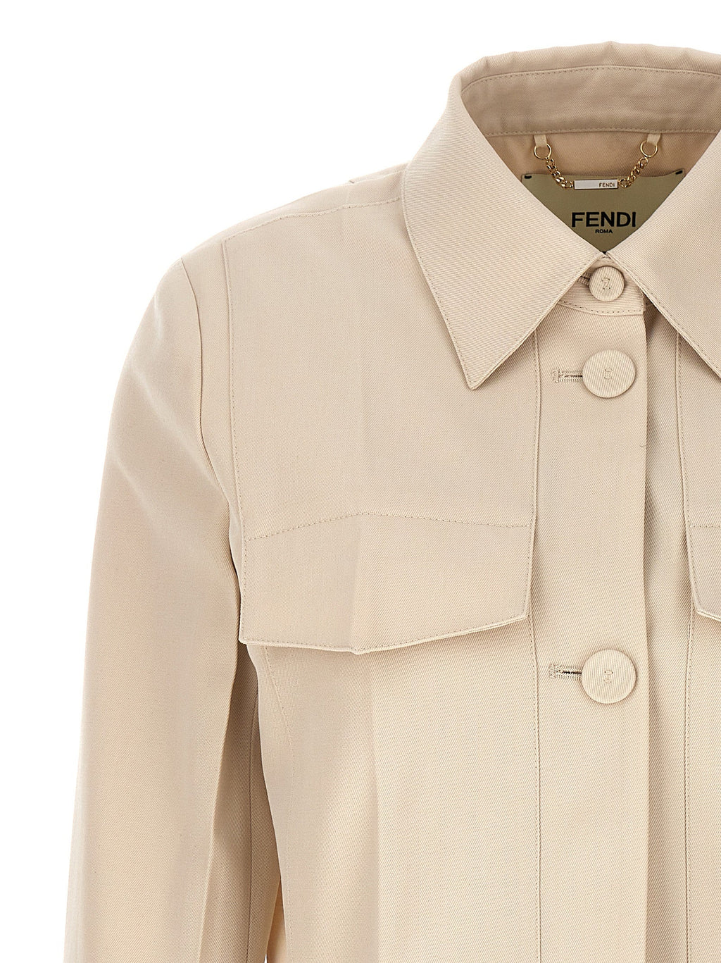 Fendi Beige Wool Full-Length Jacket Fendi