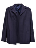Fendi Blue Virgin Wool Full-Length Jacket Fendi