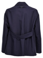 Fendi Blue Virgin Wool Full-Length Jacket Fendi