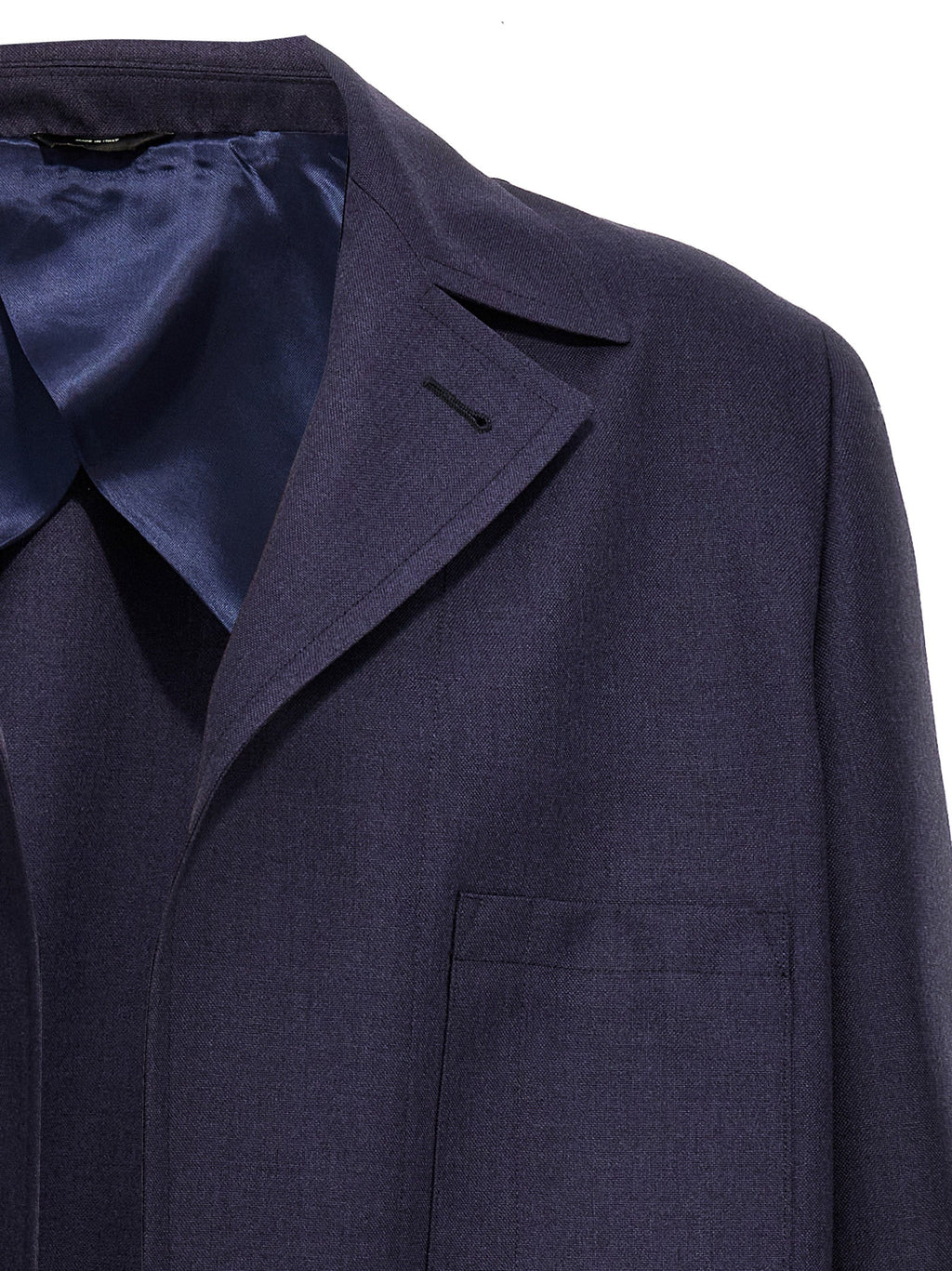 Fendi Blue Virgin Wool Full-Length Jacket Fendi