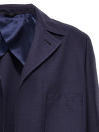 Fendi Blue Virgin Wool Full-Length Jacket Fendi