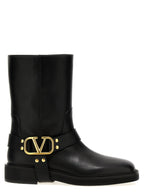 Valentino Garavani Black Calfskin Ankle Boots Valentino Garavani