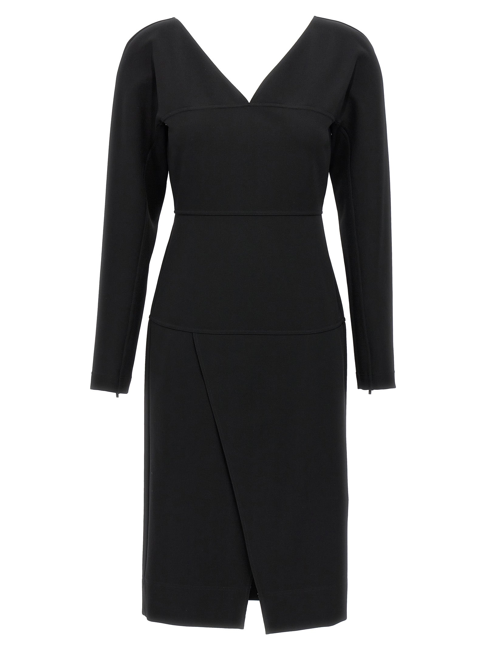 Fendi Black Viscose Midi Dress Fendi