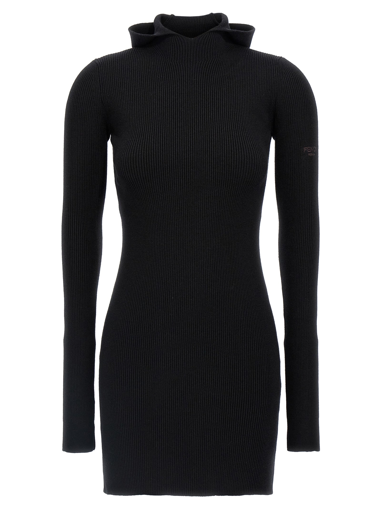 Fendi Black Wool Short Dress Fendi