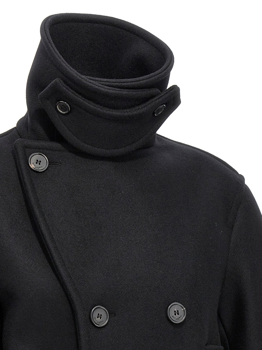 Saint Laurent Black Virgin Wool Coat Saint Laurent