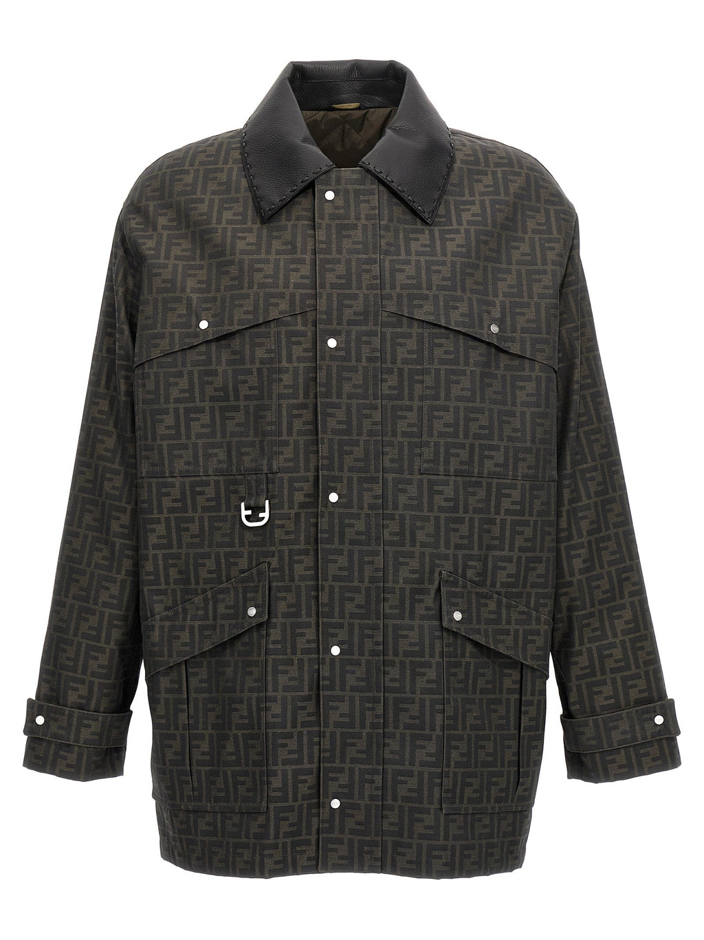 Fendi Brown Polyester Full-Length Jacket Fendi