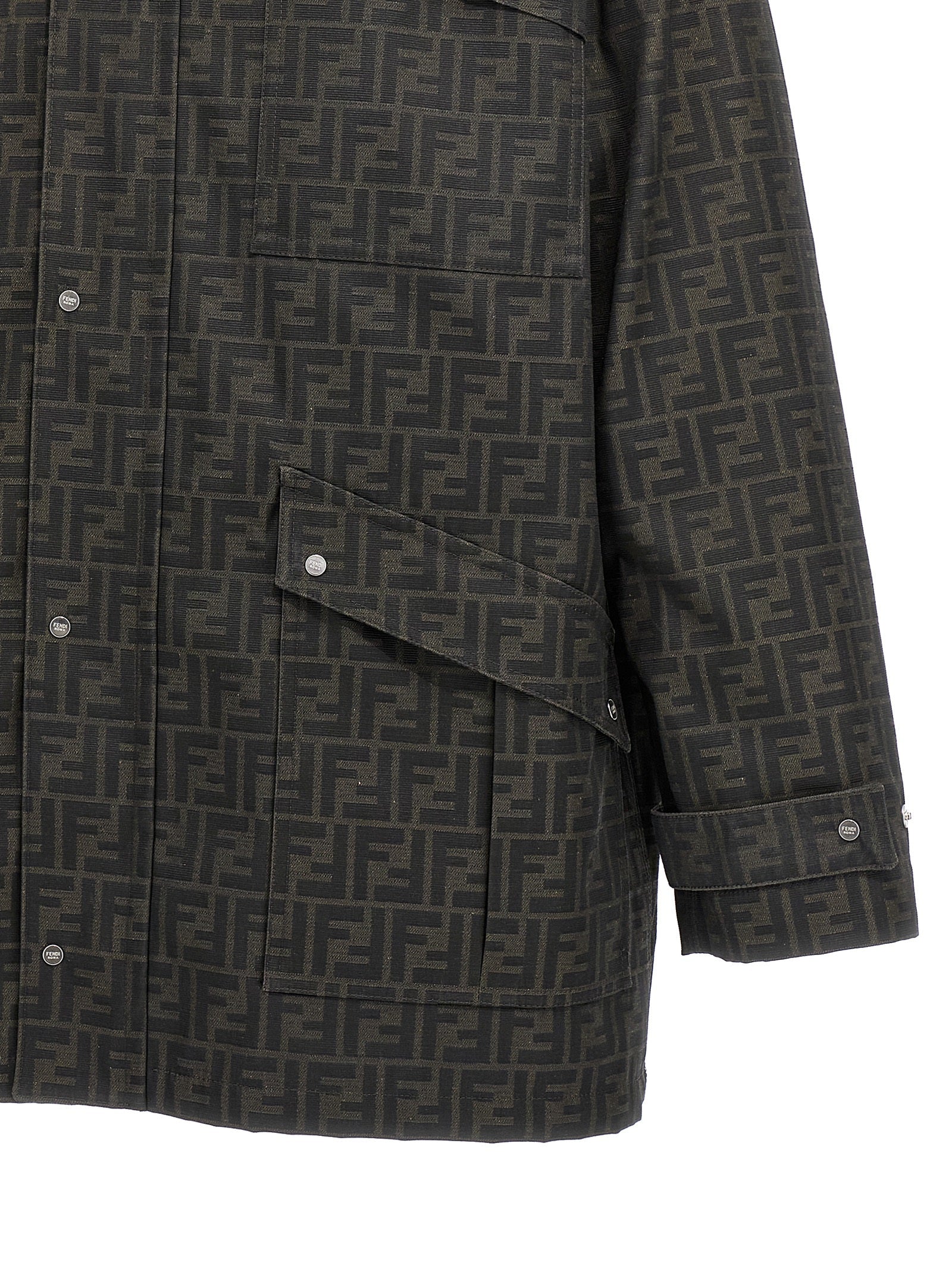 Fendi Brown Polyester Full-Length Jacket Fendi