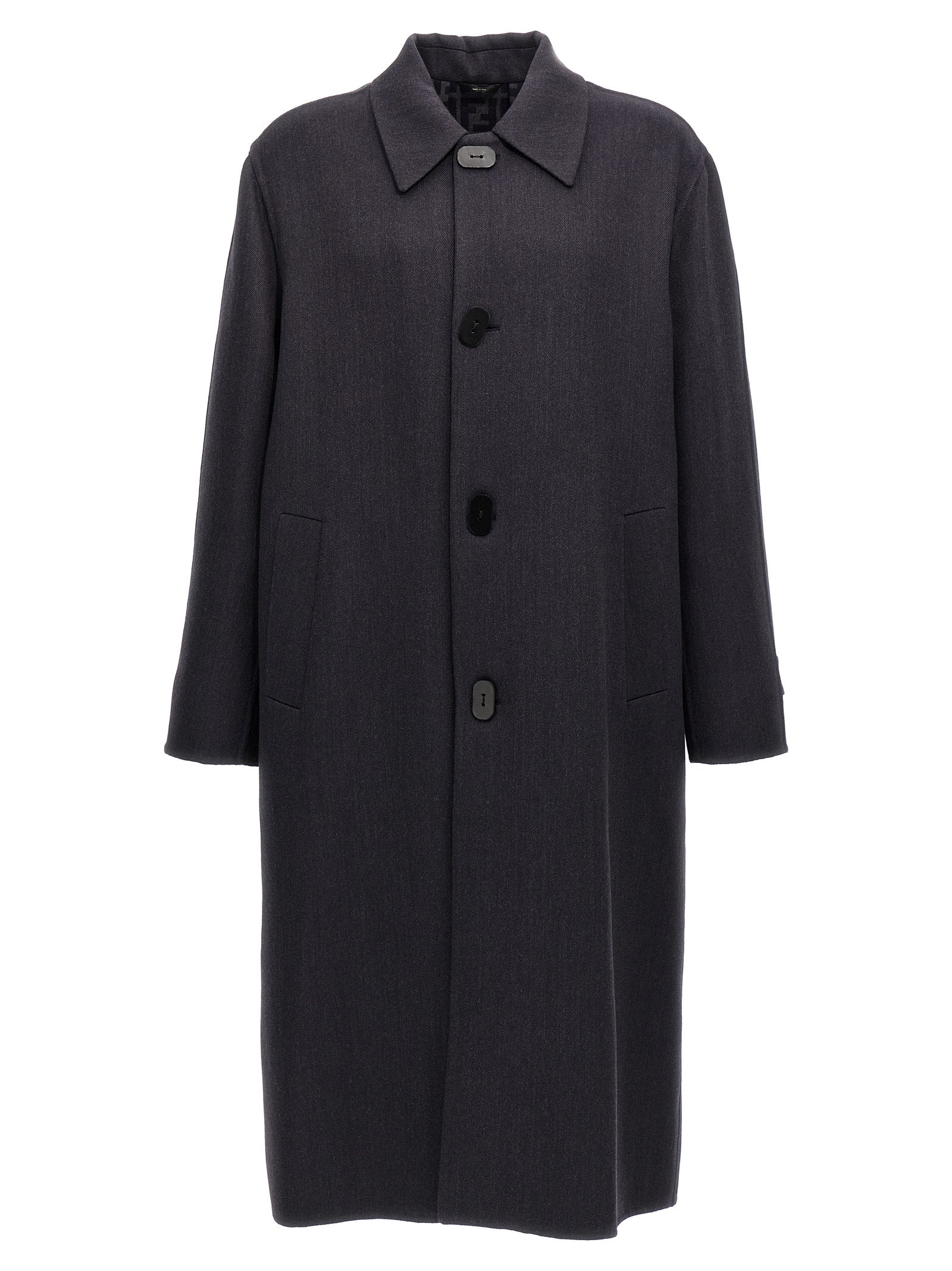 Fendi Blue Virgin Wool Coat Fendi
