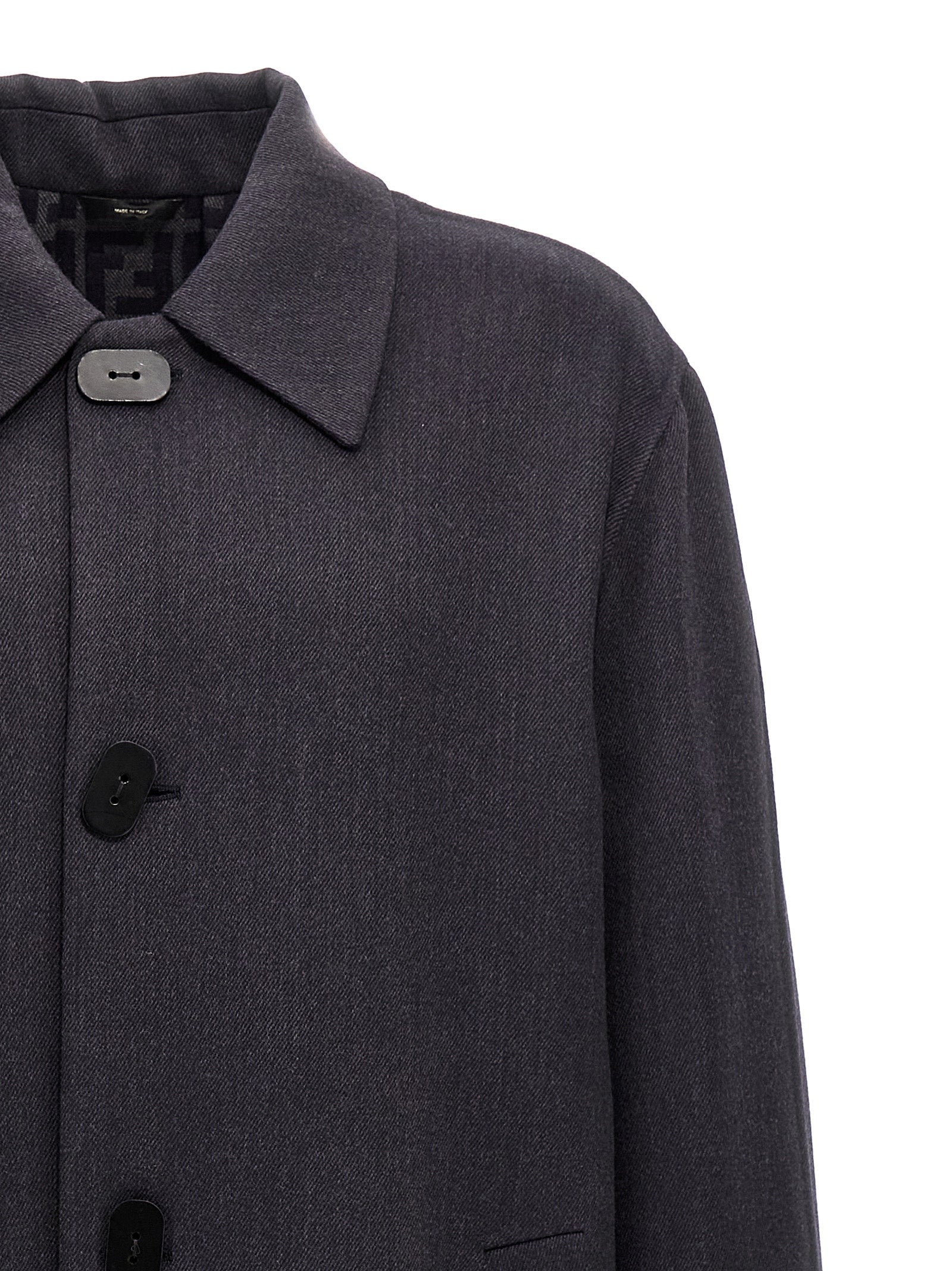 Fendi Blue Virgin Wool Coat Fendi