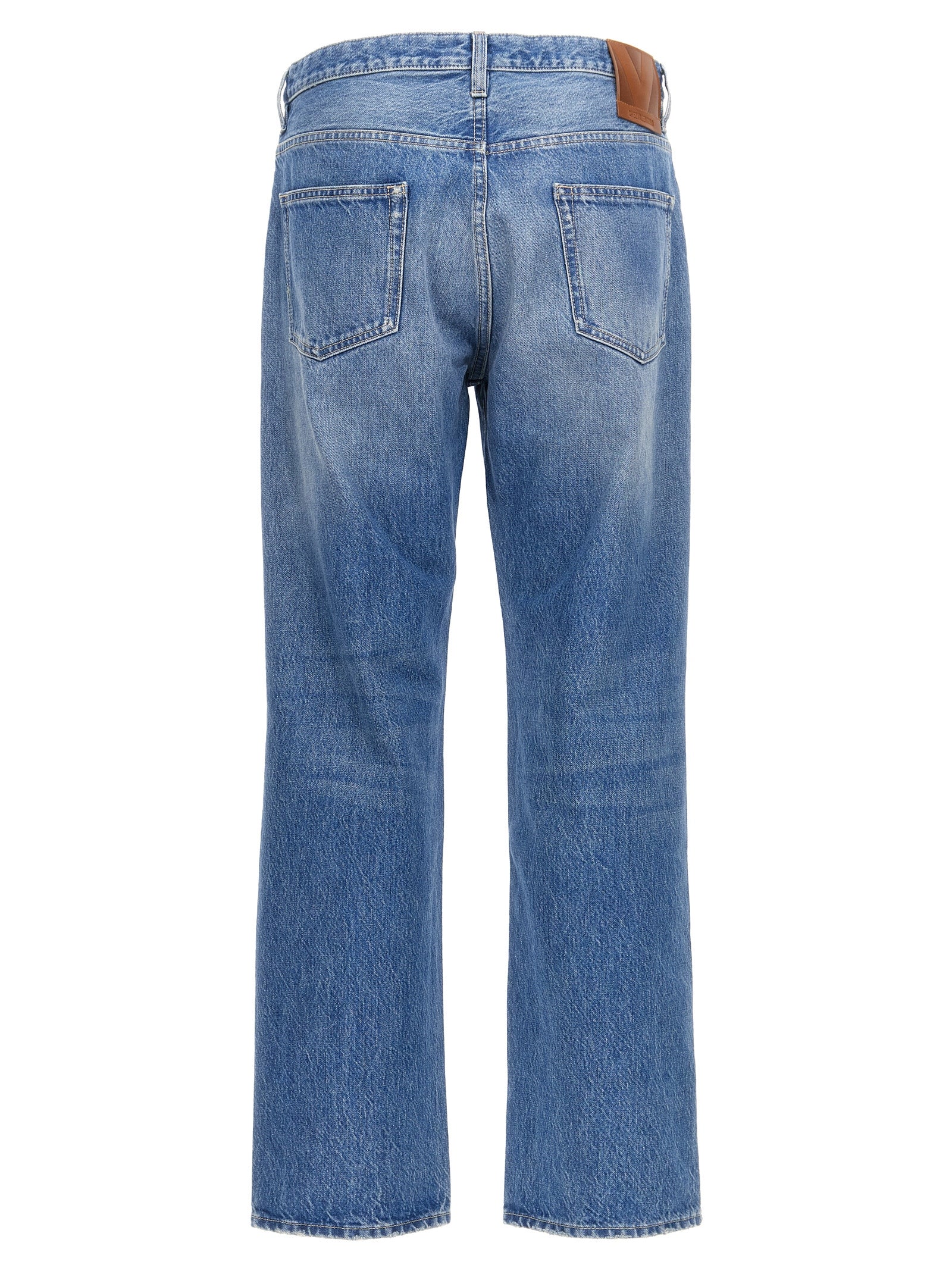 Valentino Garavani Blue Cotton Straight-Leg Jeans Valentino Garavani