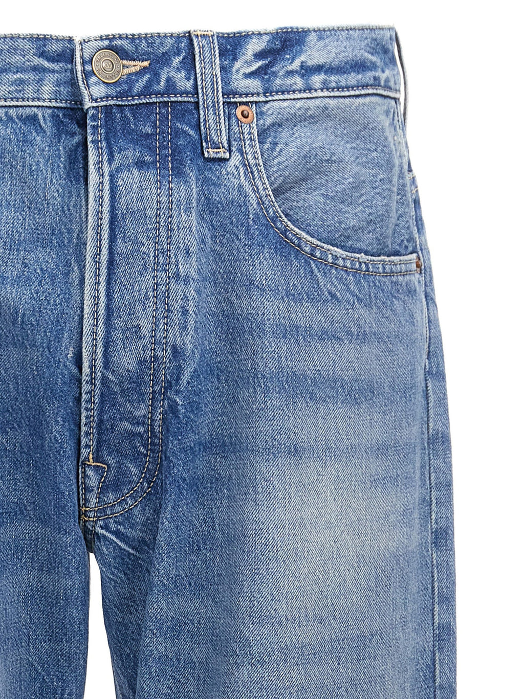Valentino Garavani Blue Cotton Straight-Leg Jeans Valentino Garavani