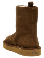 Fendi Brown Calf Leather Bos Taurus Ankle Boots Fendi