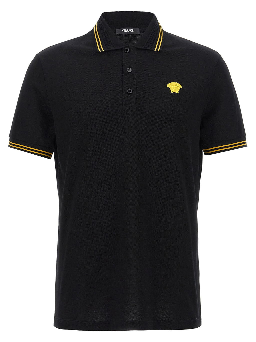 Versace Black Cotton Polo Shirt Versace
