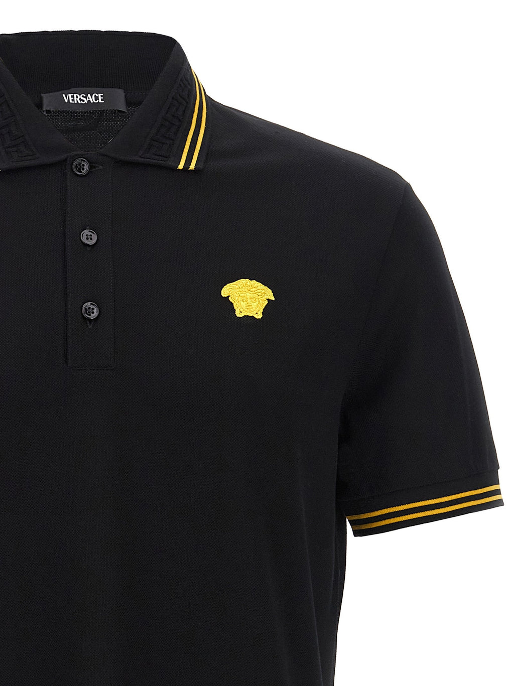 Versace Black Cotton Polo Shirt Versace