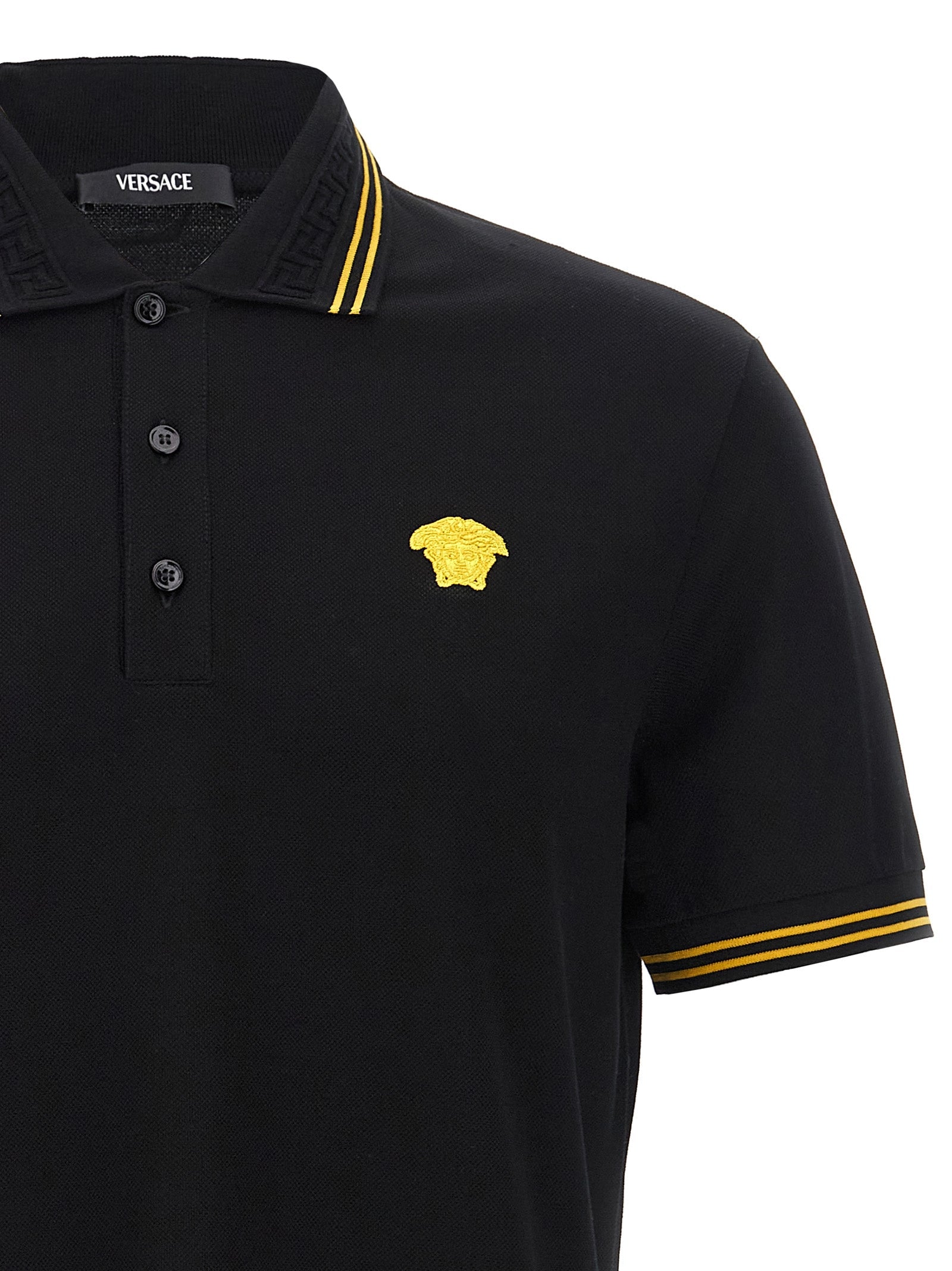 Versace Black Cotton Polo Shirt Versace
