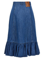 Valentino Garavani Blue Cotton Midi Skirt Valentino Garavani