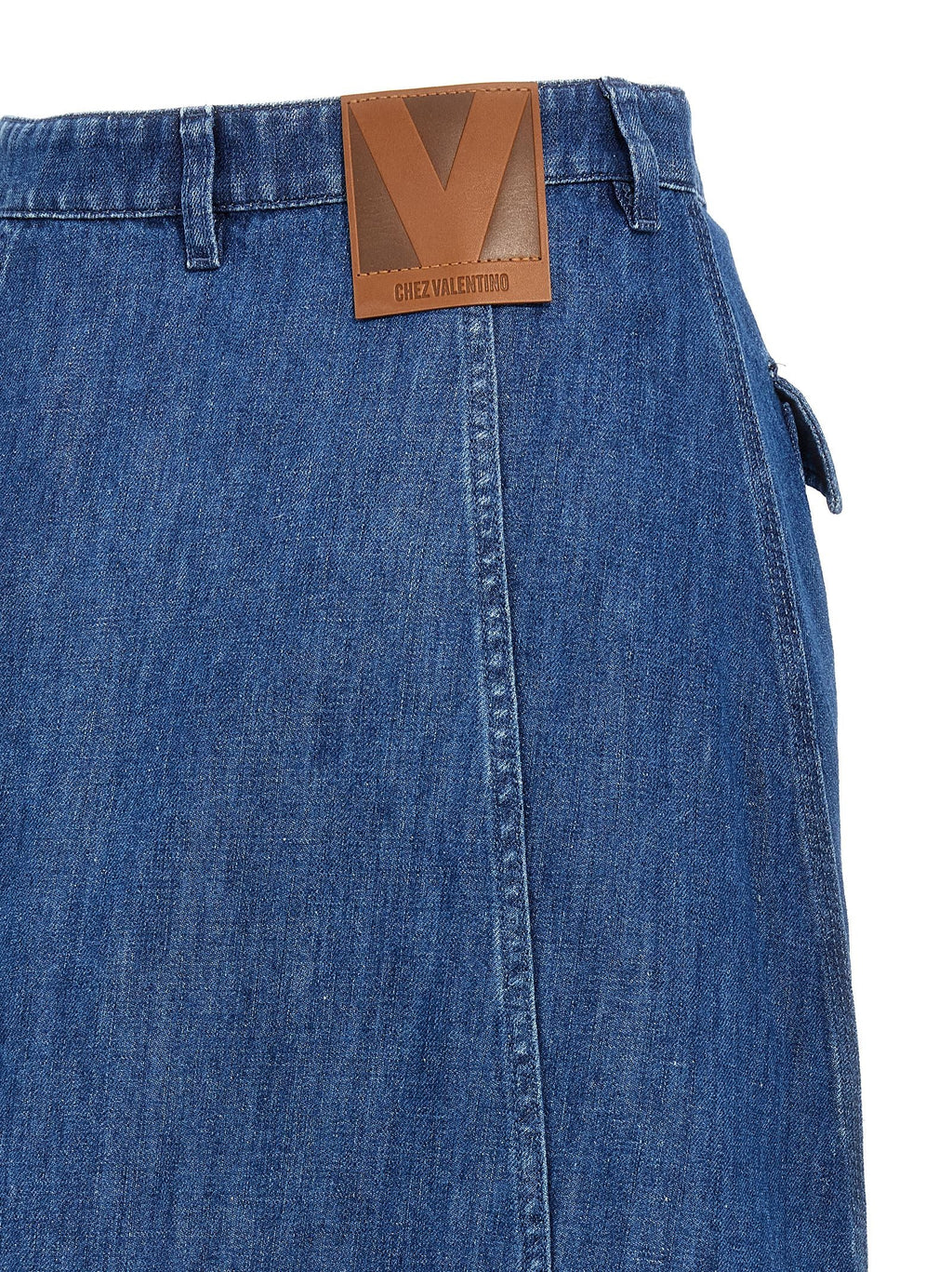 Valentino Garavani Blue Cotton Midi Skirt Valentino Garavani