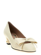 Valentino Garavani White Goatskin Mid Heel Pumps Valentino Garavani