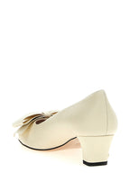 Valentino Garavani White Goatskin Mid Heel Pumps Valentino Garavani