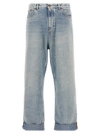 Valentino Garavani Blue Cotton Straight-Leg Jeans Valentino Garavani