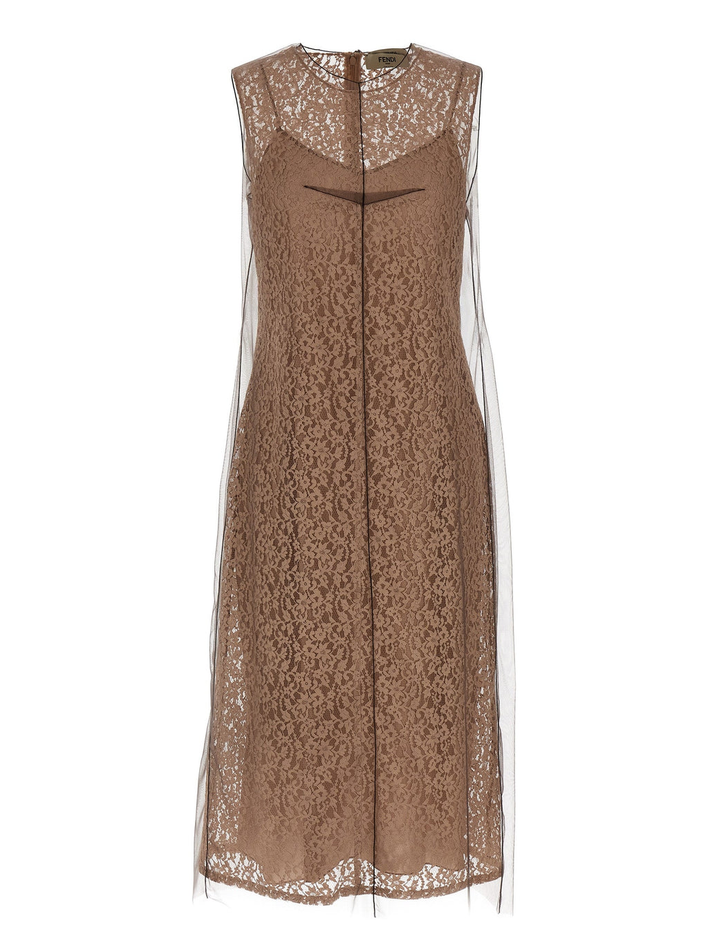 Fendi Beige Cotton Midi Dress Fendi