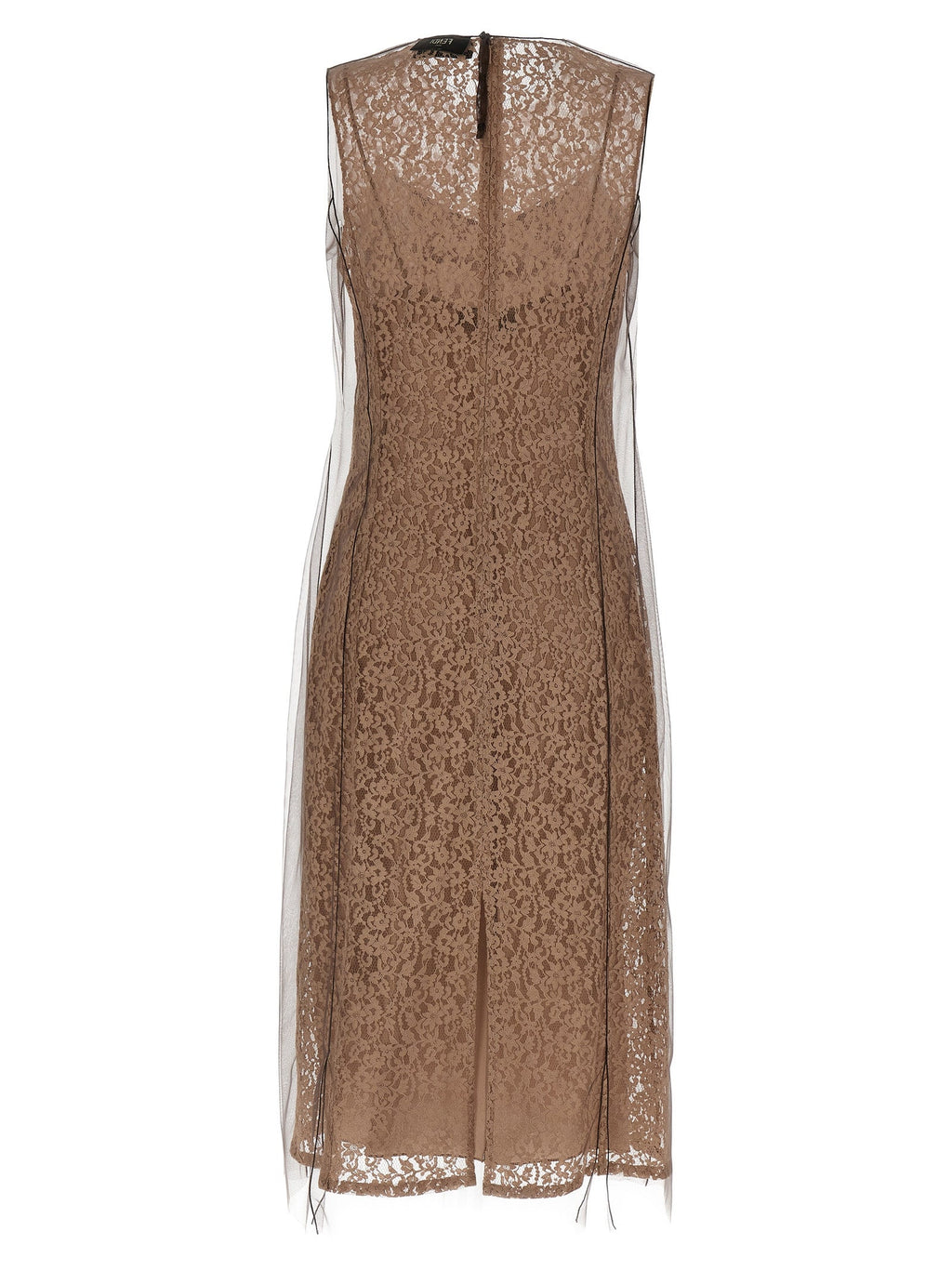 Fendi Beige Cotton Midi Dress Fendi