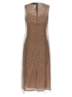 Fendi Beige Cotton Midi Dress Fendi