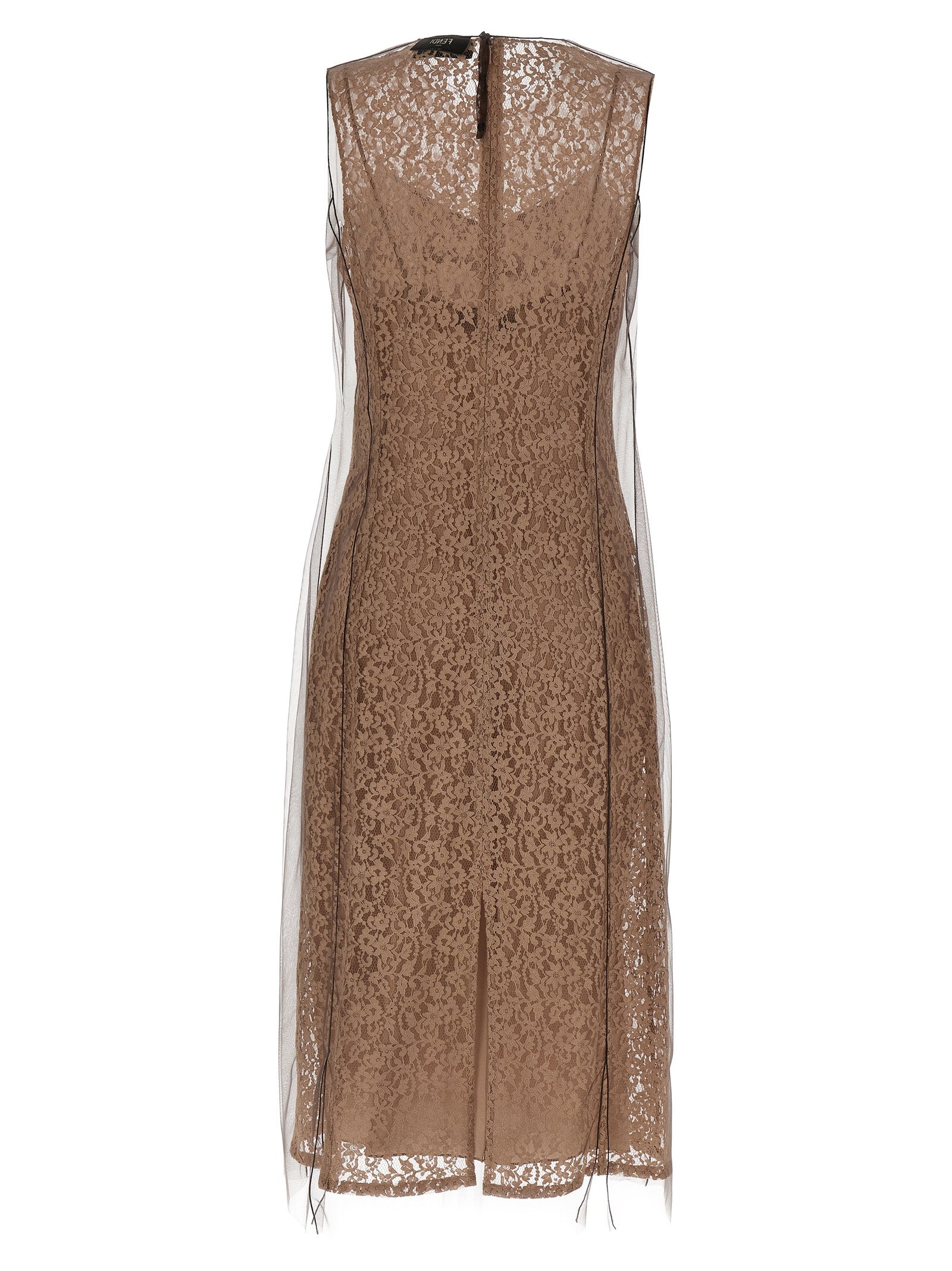 Fendi Beige Cotton Midi Dress Fendi