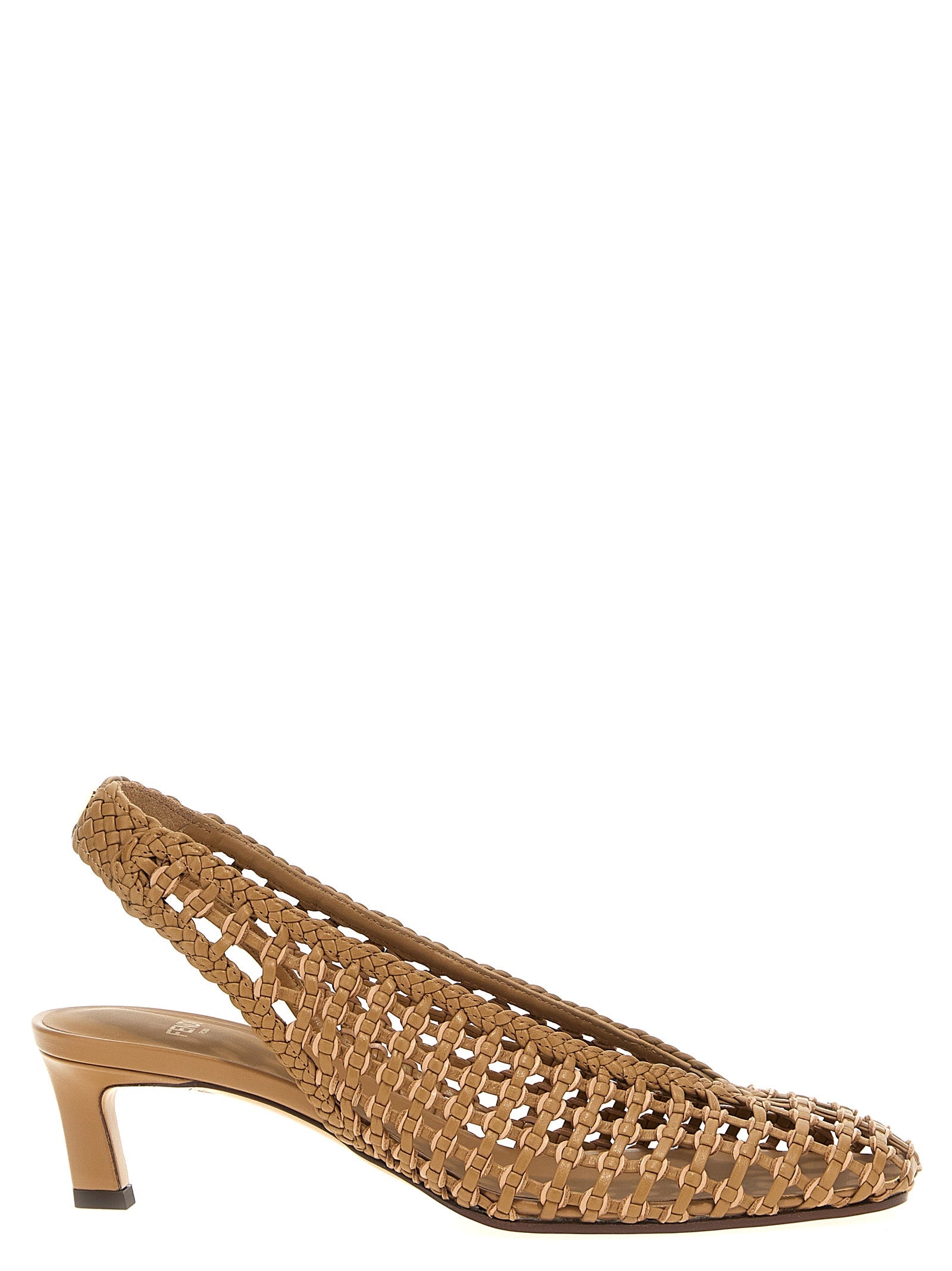 Fendi Brown Calfskin Mid Heel Pumps Fendi