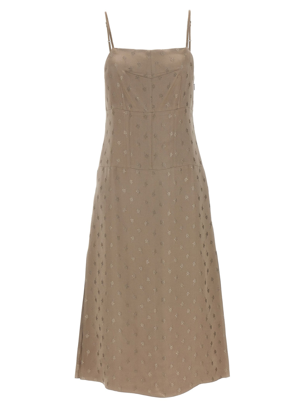 Fendi Gray Silk Midi Dress Fendi