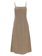 Fendi Gray Silk Midi Dress Fendi