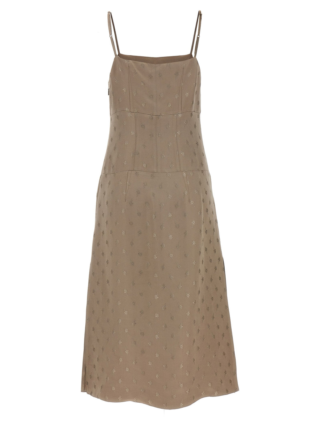 Fendi Gray Silk Midi Dress Fendi