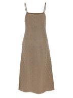 Fendi Gray Silk Midi Dress Fendi
