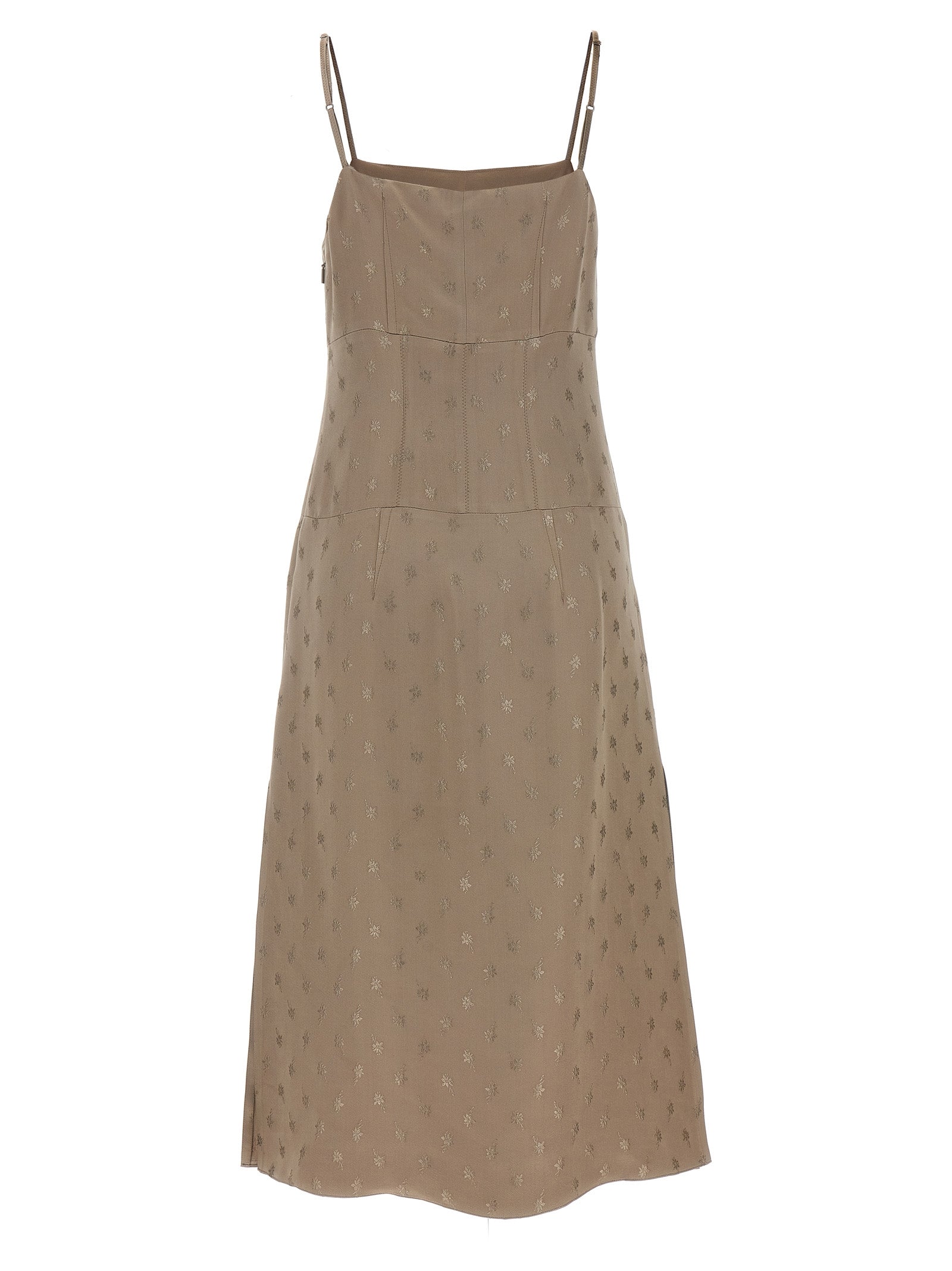 Fendi Gray Silk Midi Dress Fendi