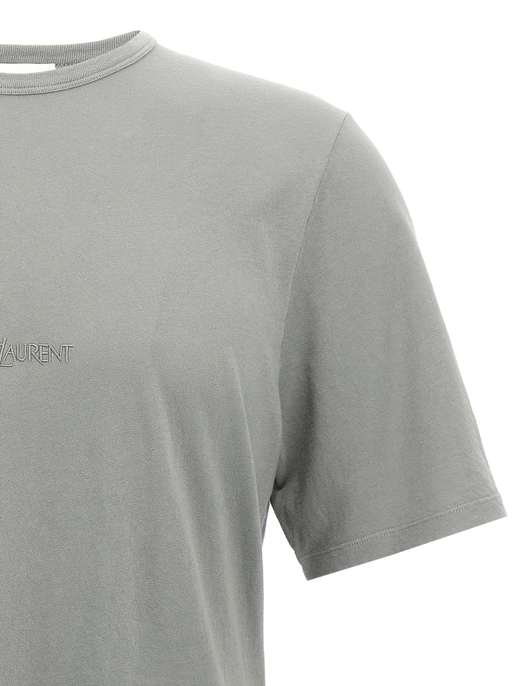 Saint Laurent Gray Cotton T-Shirt Saint Laurent