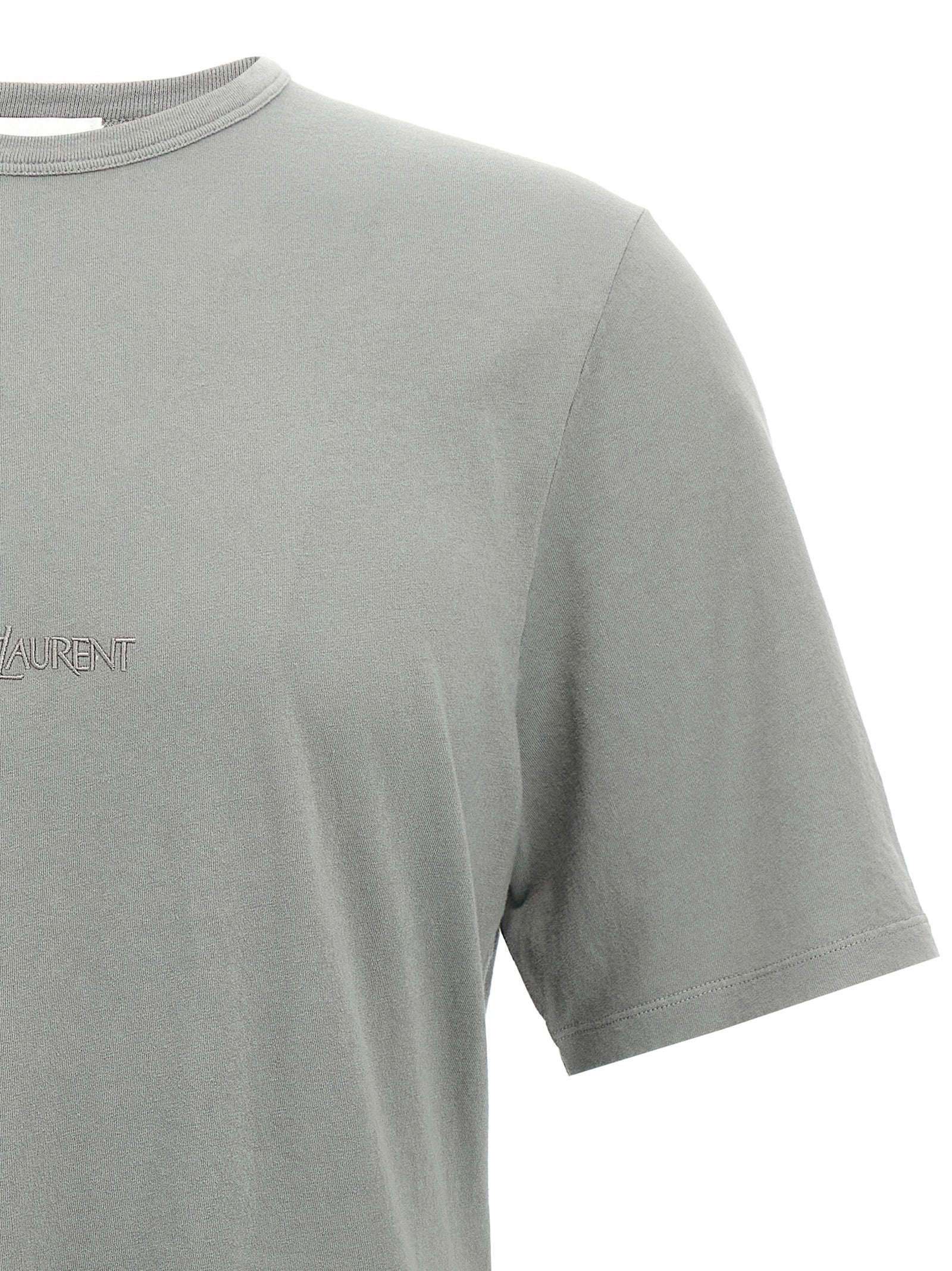 Saint Laurent Gray Cotton T-Shirt Saint Laurent
