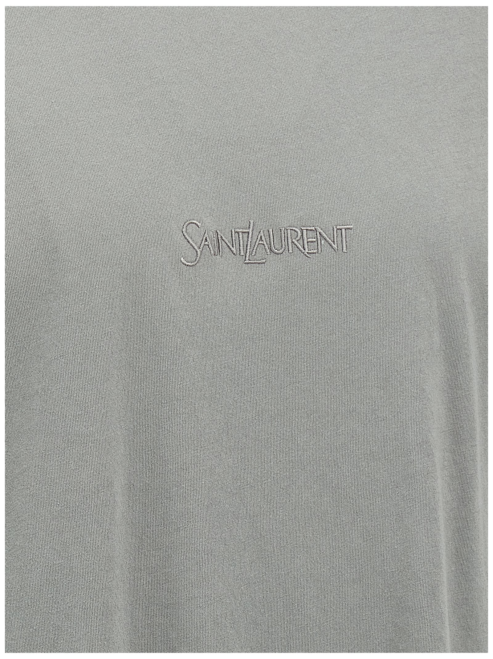Saint Laurent Gray Cotton T-Shirt Saint Laurent