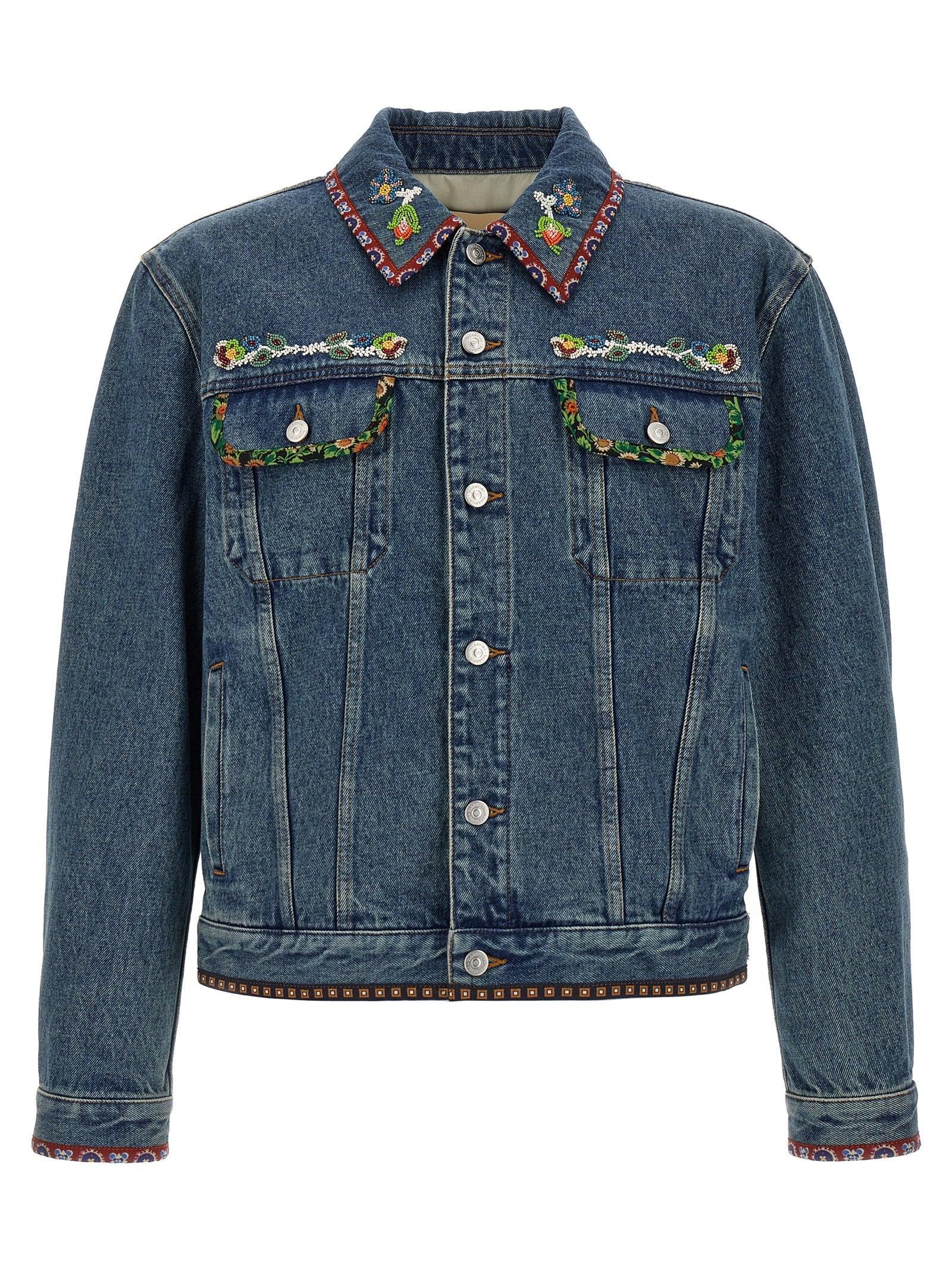Valentino Garavani Blue Polyamide Denim Jacket Valentino Garavani
