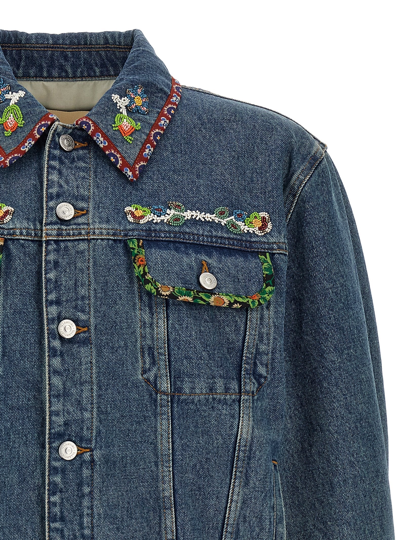 Valentino Garavani Blue Polyamide Denim Jacket Valentino Garavani