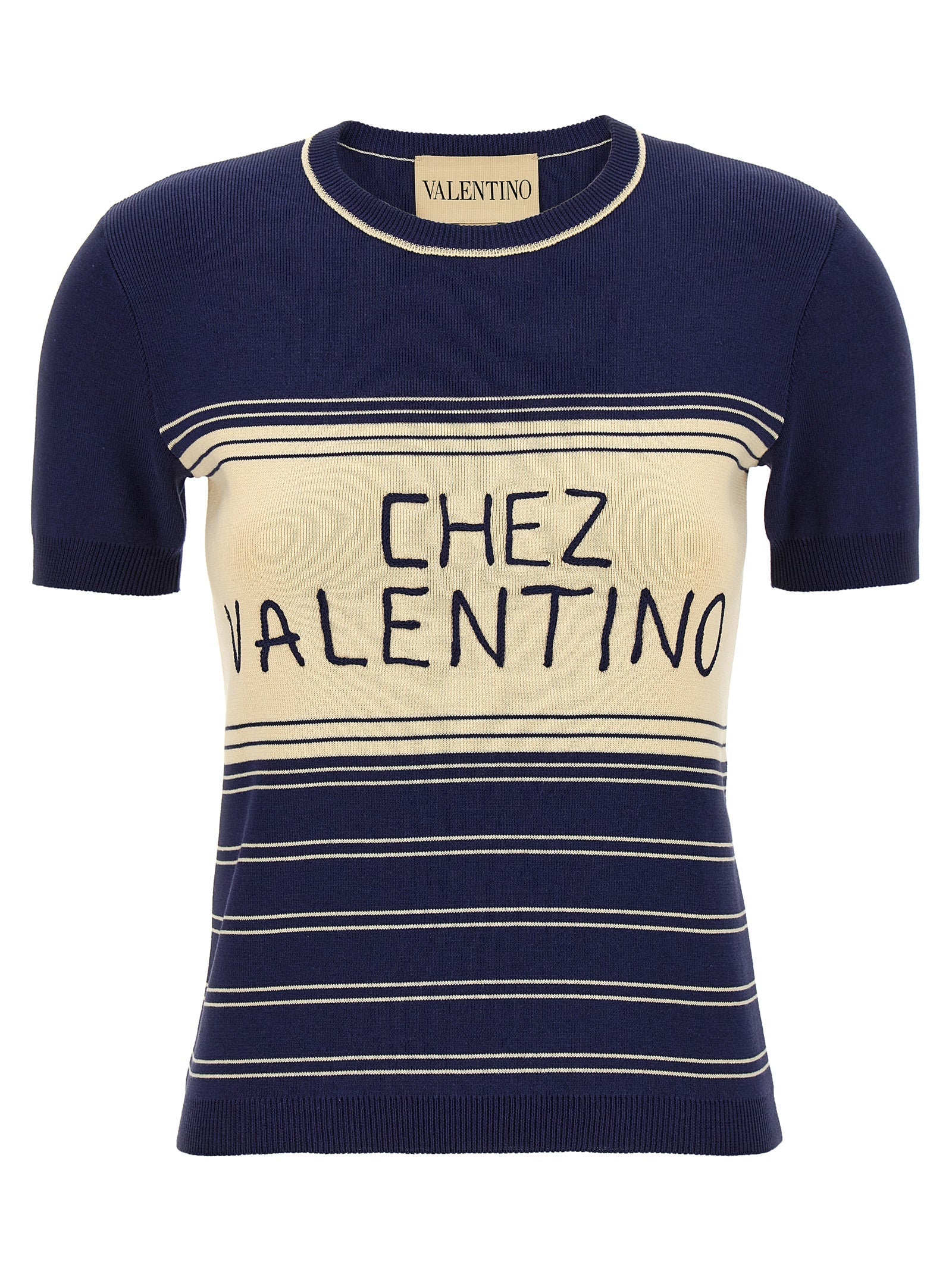Valentino Garavani Blue Cotton T-Shirt Valentino Garavani