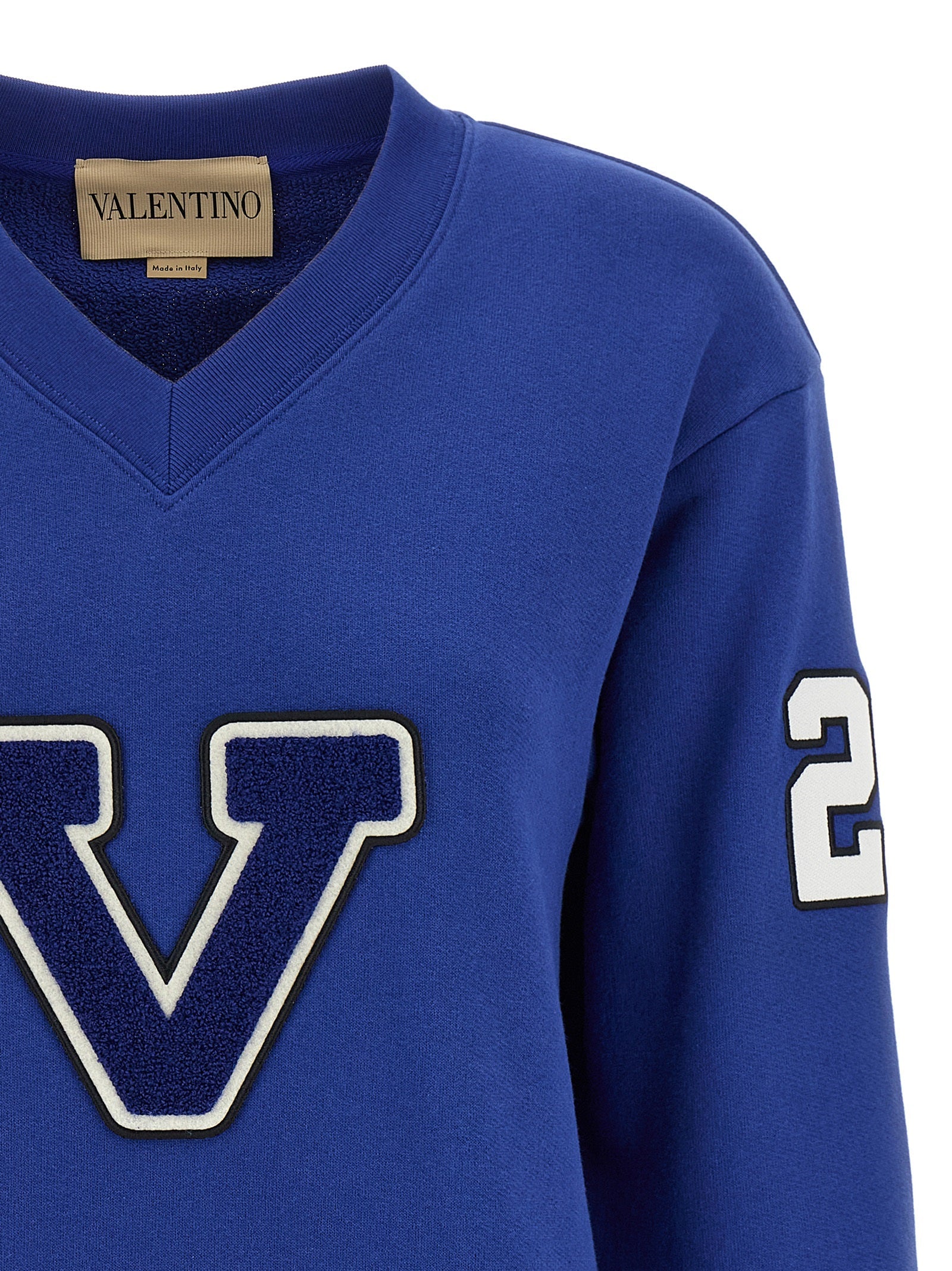 Valentino Garavani Blue Cotton Sweatshirt Valentino Garavani