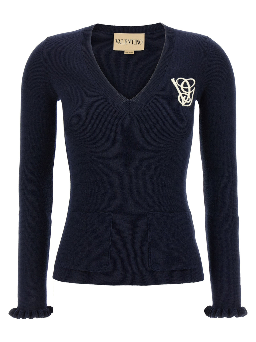 Valentino Garavani Blue Virgin Wool Cardigan Valentino Garavani
