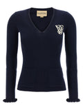 Valentino Garavani Blue Virgin Wool Cardigan Valentino Garavani