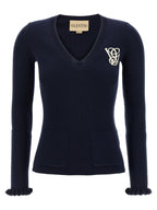 Valentino Garavani Blue Virgin Wool Cardigan Valentino Garavani