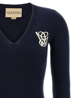 Valentino Garavani Blue Virgin Wool Cardigan Valentino Garavani