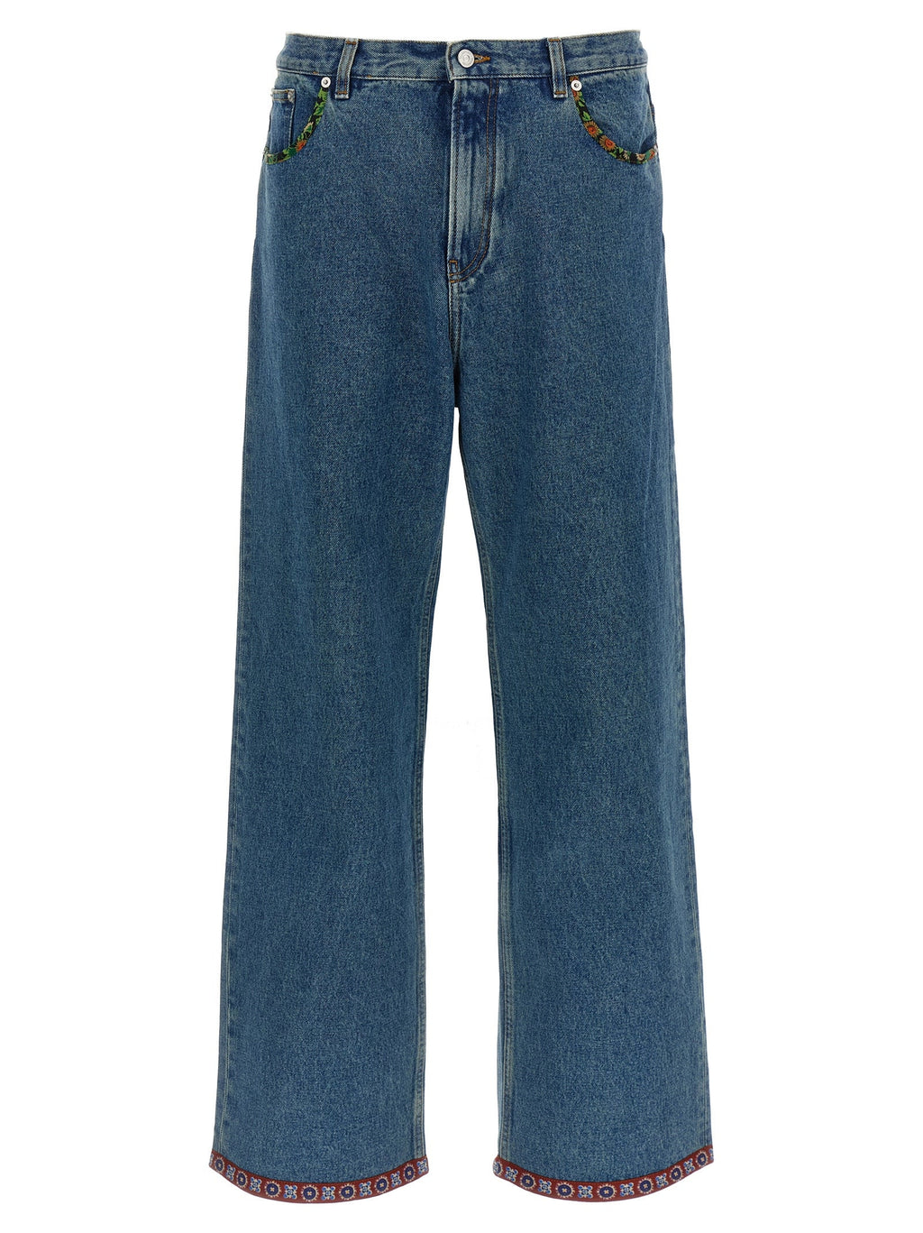 Valentino Garavani Blue Polyamide Straight-Leg Jeans Valentino Garavani